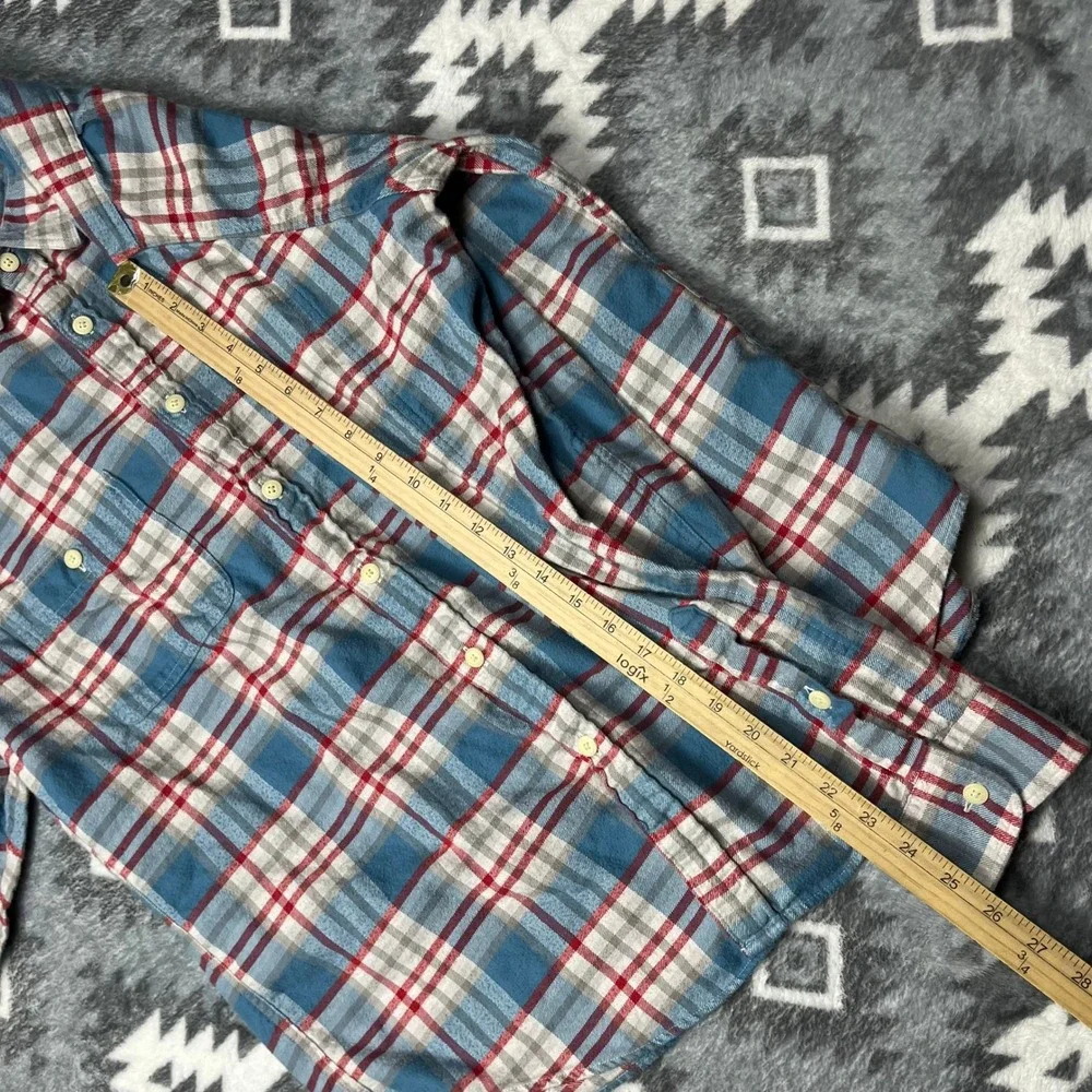 J Crew Flannel Slim Fit Plaid Shirt Blue Red XL Mens Long Sleeve 92937 FA15